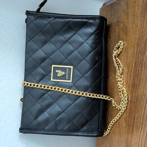 Younique Black Quilted Shoulder Bag with Gold Chain